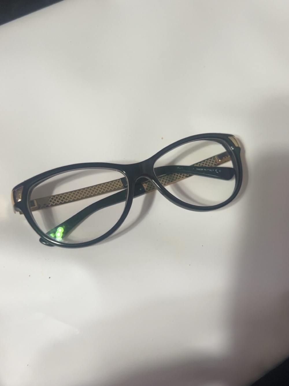Gucci Black and Gold Cat-Eye Glasses